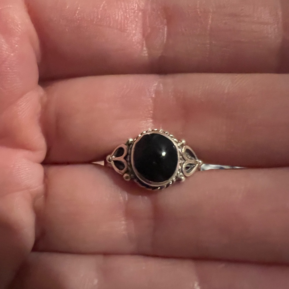 Black Onyx 5 Sterling Silver Ring